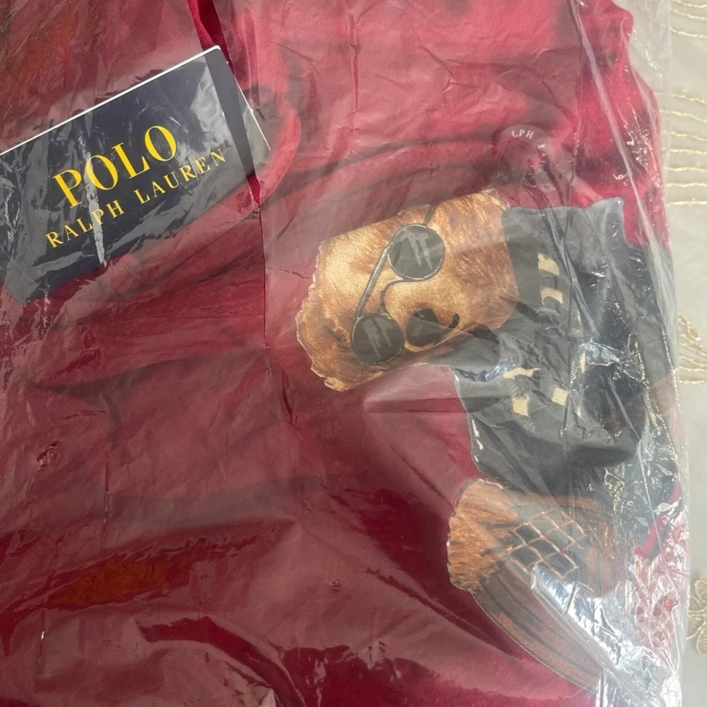 Polo by Ralph Lauren Red Bear Graphic Hooded Long-Sleeve Shirt